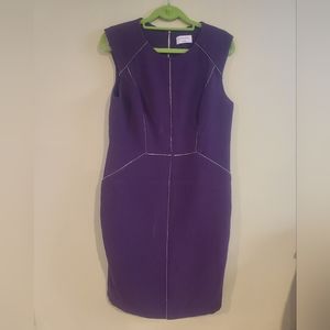 Carmen by Carmen Marc Valvo – Purple Shift Dress w/Zippers, Size 8
